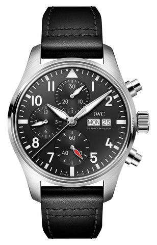 update alt-text with template Watches - Mens-IWC-IW388111-40 - 45 mm, black, chronograph, date, day, IWC, leather, mens, menswatches, Pilot's Chronograph, product_ContactUs, round, rpSKU_IW378001, rpSKU_IW378003, rpSKU_IW387901, rpSKU_IW388101, rpSKU_IW388103, seconds sub-dial, stainless steel case, swiss automatic, watches-Watches & Beyond