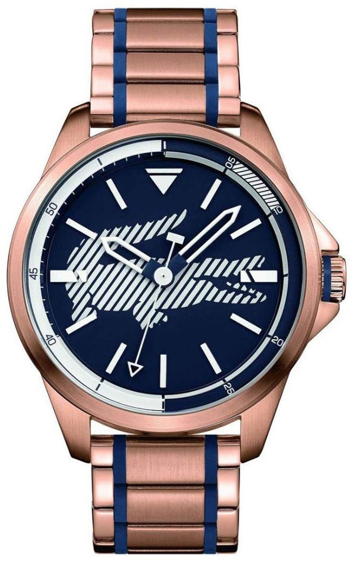 Lacoste Capbreton Rose Gold Stainless Steel Blue Dial Mens Watch 20109 Watches Beyond