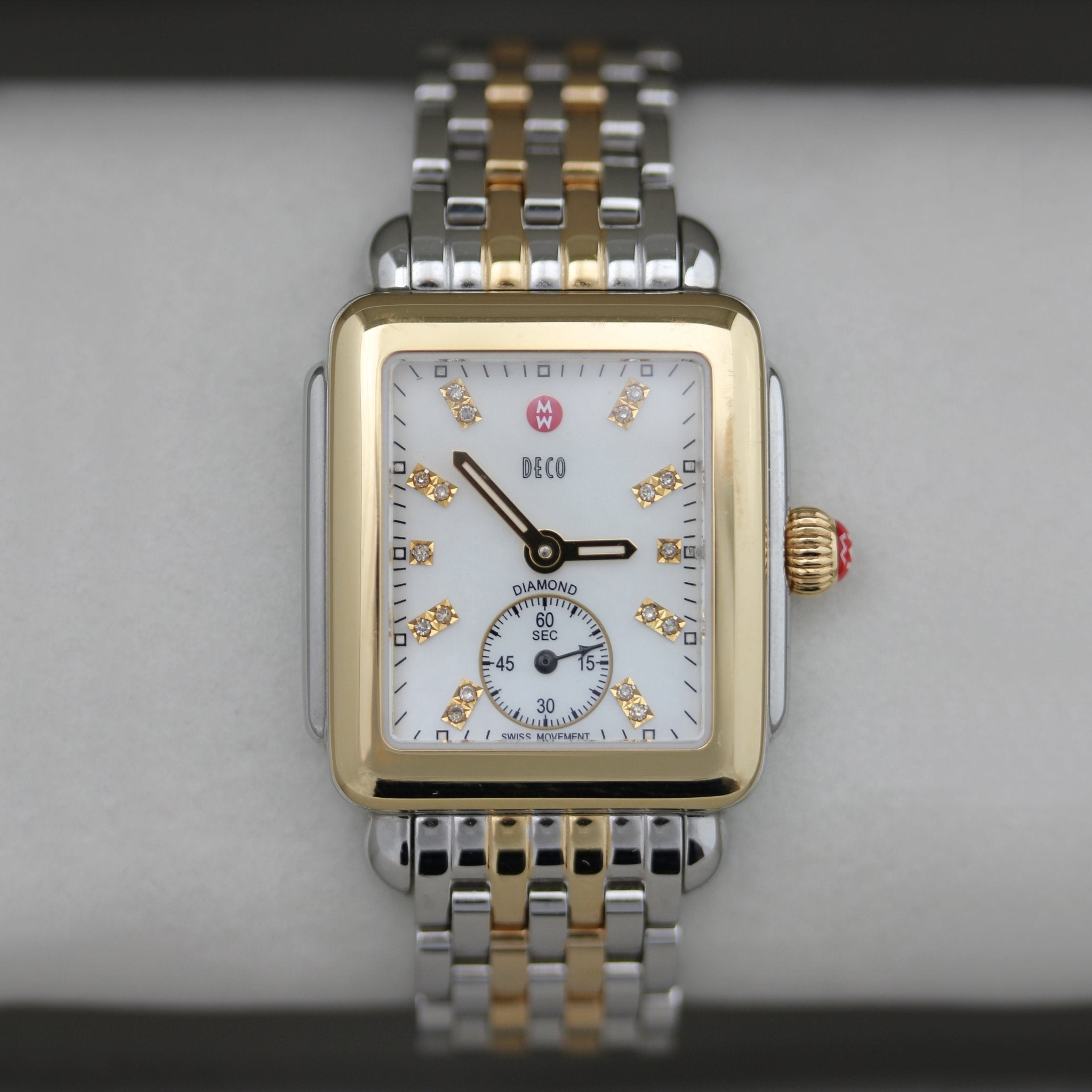 Deco Mid Michele Two Tone Diamond Watch Michele Deco Mid Two-Tone