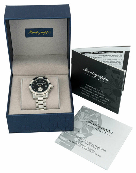 Montegrappa Nerouno Black Dial Date Stainless Steel Quartz Women's Wat