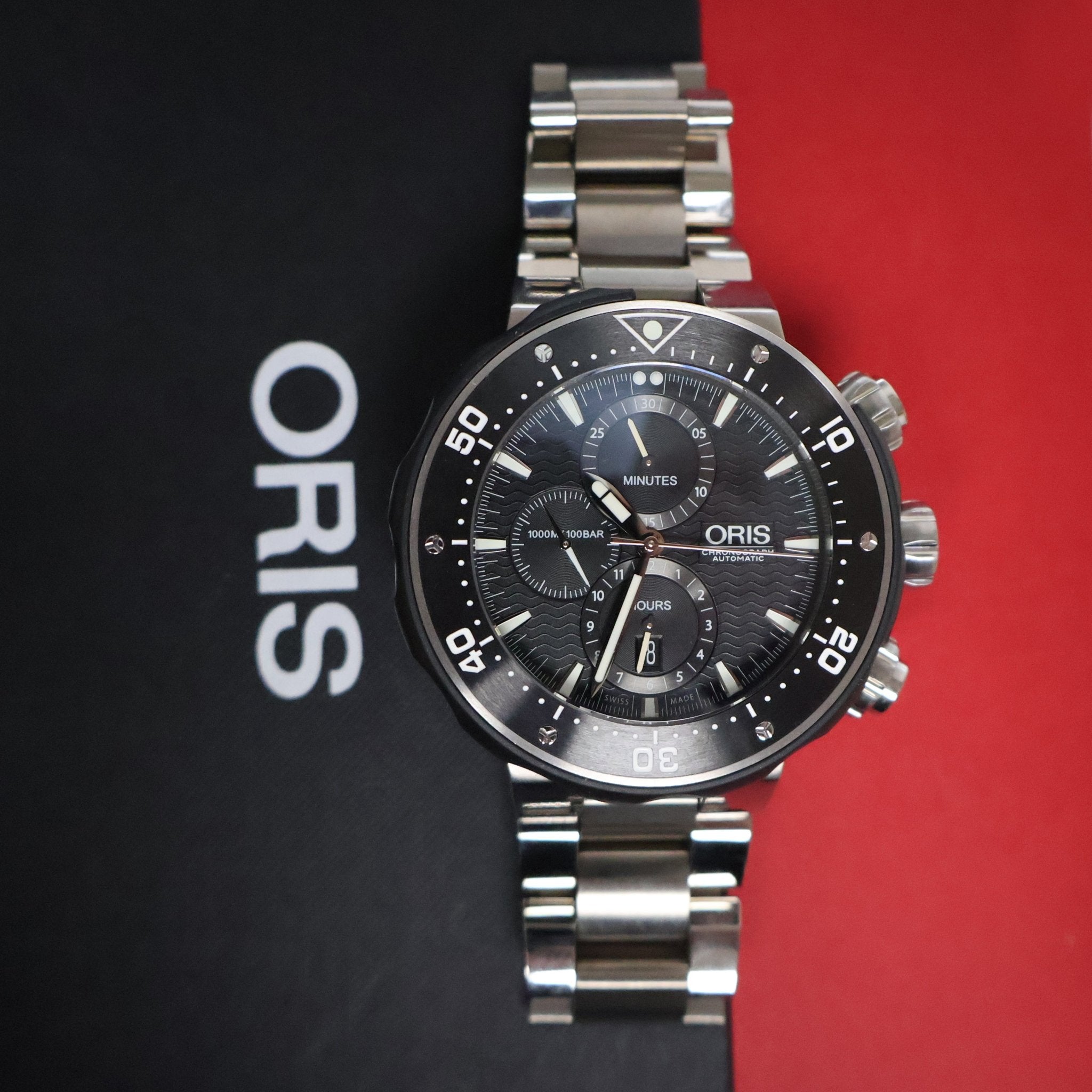 Oris ProDiver Chronograph Automatic Titanium Interchangeable Black Rub