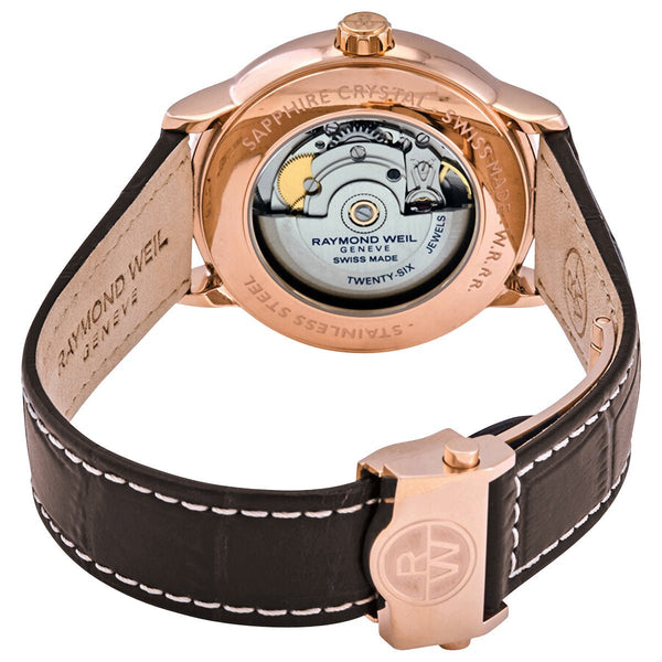 Raymond Weil Maestro Automatic Rose Gold PVD Silver Dial Brown Leather