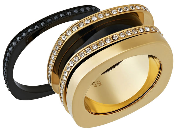 Swarovski Vio Yellow Gold Plated Black & Clear Crystal Pavé