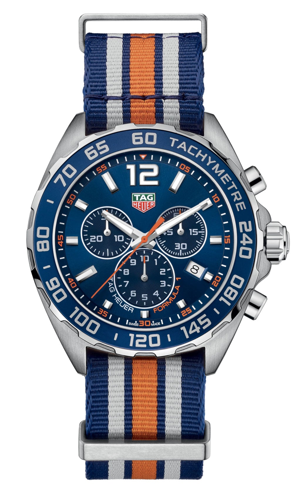 TAG Heuer Formula 1 Chronograph Stainless Steel Nato Strap Blue Dial D