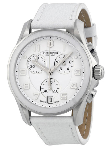 Watches - Womens-Victorinox Swiss Army-241500-40 - 45 mm, chrono classic, chronograph, Classic Chrono, date, leather, Mother's Day, round, seconds sub-dial, stainless steel case, swiss quartz, Victorinox Swiss Army, watches, white, womens, womenswatches-Watches & Beyond