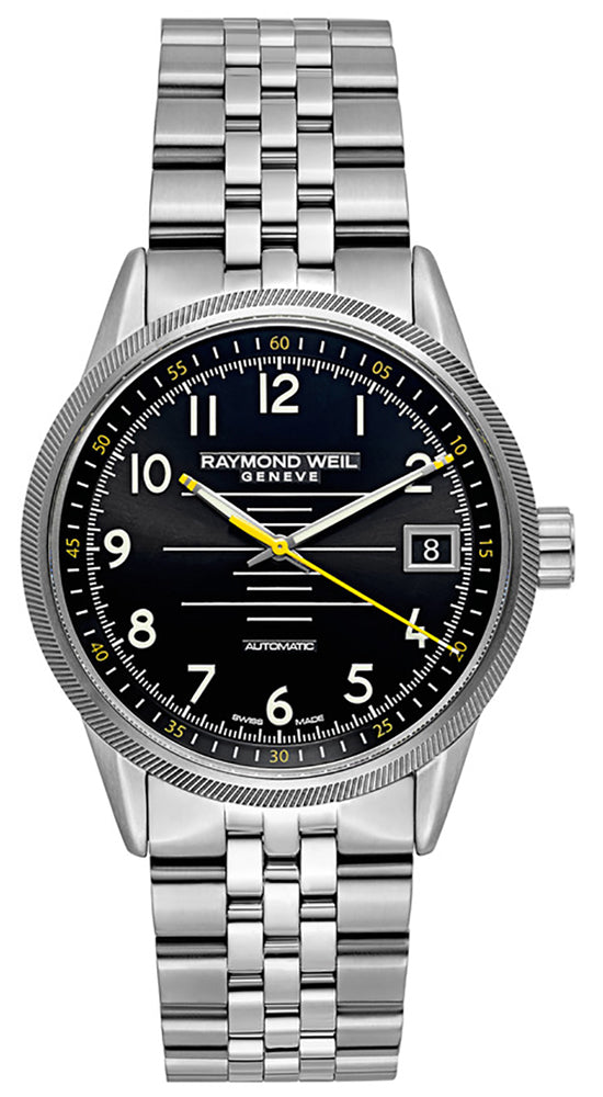 Watches - Mens-Raymond Weil-2754-ST-05200-40 - 45 mm, black, date, Freelancer, mens, menswatches, Raymond Weil, round, stainless steel band, stainless steel case, swiss automatic, watches-Watches & Beyond