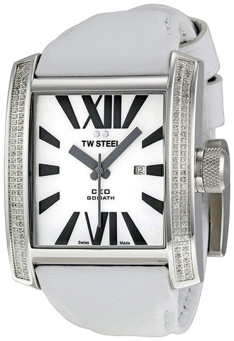 Watches - Mens-TW Steel-CE3015-35 - 40 mm, CEO Goliath, date, diamonds / gems, leather, mother-of-pearl, rectangle, stainless steel case, swiss quartz, TW Steel, unisex, unisexwatches, watches-Watches & Beyond