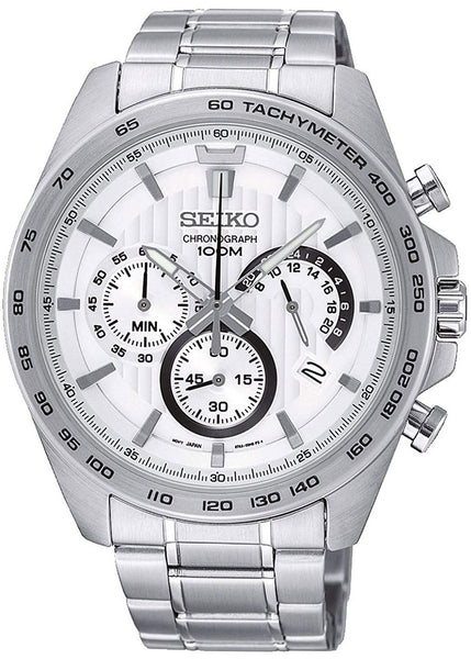 Watches - Mens-Seiko-SSB297P1-24-hour display, 40 - 45 mm, chronograph, date, mens, menswatches, quartz, round, seconds sub-dial, Seiko, silver-tone, stainless steel band, stainless steel case, tachymeter, watches-Watches & Beyond