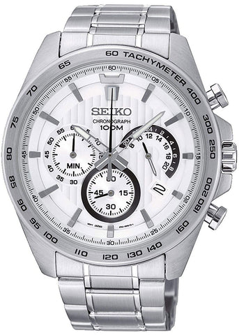 Watches - Mens-Seiko-SSB297P1-24-hour display, 40 - 45 mm, chronograph, date, mens, menswatches, quartz, round, seconds sub-dial, Seiko, silver-tone, stainless steel band, stainless steel case, tachymeter, watches-Watches & Beyond