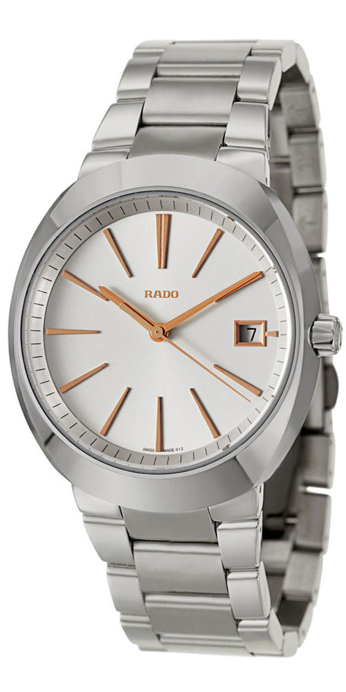 Rado D-Star XL Ceramos Quartz Analog Light Silver Dial Date Steel Men's  Dress Watch R15943123