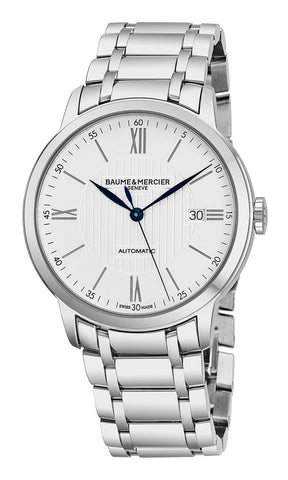 Watches - Mens-Baume & Mercier-M0A10215-35 - 40 mm, 40 - 45 mm, Baume & Mercier, Classima, date, mens, menswatches, new arrivals, round, silver, stainless steel band, stainless steel case, swiss automatic, watches-Watches & Beyond