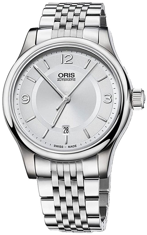Watches - Mens-Oris-733-7594-4031-MB-40 - 45 mm, Classic Date, date, mens, menswatches, new arrivals, Oris, round, silver-tone, stainless steel band, stainless steel case, swiss automatic, watches-Watches & Beyond