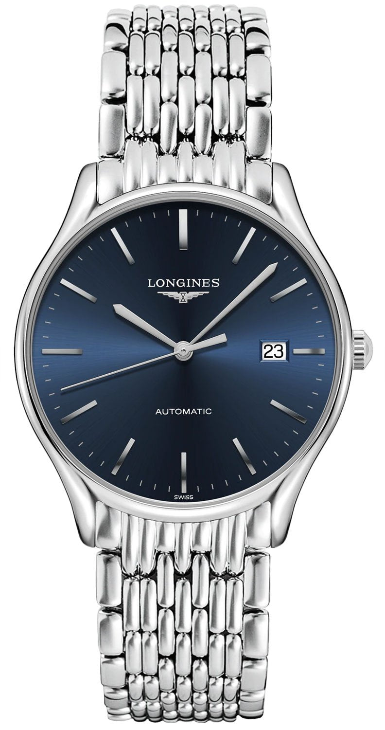 Watches - Mens-Longines-L49604926-35 - 40 mm, blue, date, Longines, Lyre, mens, menswatches, new arrivals, round, stainless steel band, stainless steel case, swiss automatic, watches-Watches & Beyond