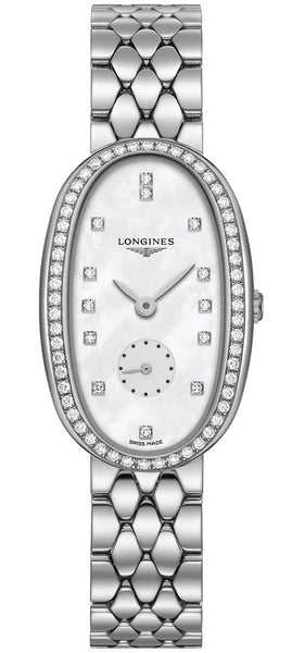 Watches - Womens-Longines-L23070876-20 - 25 mm, 25 - 30 mm, diamonds / gems, Longines, mother-of-pearl, new arrivals, seconds sub-dial, stainless steel band, stainless steel case, swiss quartz, Symphonette, watches, white, womens, womenswatches-Watches & Beyond