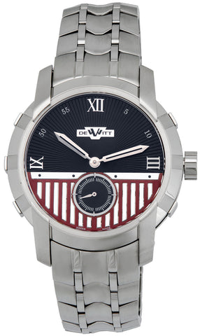 Watches - Mens-Dewitt-FTV.PTS.001.S-40 - 45 mm, black, Dewitt, Glorious Knight, mens, menswatches, red, round, seconds sub-dial, stainless steel band, stainless steel case, swiss automatic, watches, white-Watches & Beyond
