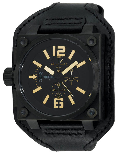 Welder by U-Boat K23 Chronograph Black Ion-Plated Steel Mens Sport Leather Strap Watch Date K23-1779
