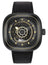 SEVENFRIDAY P-Series Automatic Gunmetal PVD Black Dial Black Leather Strap Mens Watch P2B/02