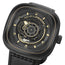 SEVENFRIDAY P-Series Automatic Gunmetal PVD Black Dial Black Leather Strap Mens Watch P2B/02