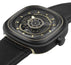 SEVENFRIDAY P-Series Automatic Gunmetal PVD Black Dial Black Leather Strap Mens Watch P2B/02