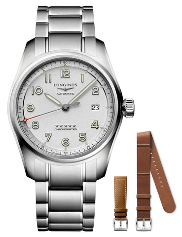 update alt-text with template Watches - Mens-Longines-35 - 40 mm,40 - 45 mm,COSC,date,interchangeable band,leather,Longines,mens,menswatches,new arrivals,round,rpSKU_L38104539,rpSKU_L38104732,rpSKU_L38114539,rpSKU_L38114739,rpSKU_L38114939,silver-tone,Spirit,stainless steel band,stainless steel case,swiss automatic,watches-Watches & Beyond