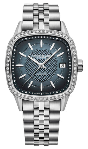 Raymond Weil Freelancer Automatic Stainless Steel Blue Dial Date Diamonds Womens Watch 2490-STS-50051