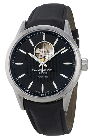 Raymond Weil Freelancer Automatic Stainless Steel Black Dial Black Leather Strap Mens Watch 2710-STC-20021