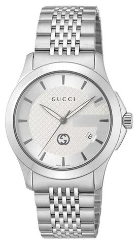 Gucci G-Timeless Stainless Steel Silver Dial Date Quartz Mens Watch YA1264174