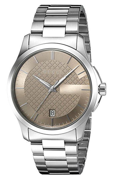 Gucci G-Timeless Stainless Steel Taupe Dial Date Quartz Unisex Watch YA126445
