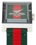 Gucci G-Frame Stainless Steel Green/Red Mother-Of-Pearl Dial Green/Red Nylon Strap Quartz Womens Watch YA147413