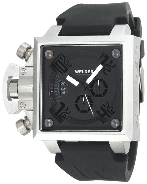 Welder by U-Boat K25 Chronograph Square Black Dial Date Interchangeable Rubber/Leather Straps Mens Sport Watch K25-4200