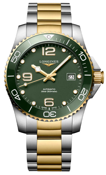 update alt-text with template Watches - Mens-Longines-40 - 45 mm,date,divers,green,HydroConquest,Longines,mens,menswatches,new arrivals,round,rpSKU_L37813587,rpSKU_L37813989,rpSKU_L37814052,rpSKU_L37814769,rpSKU_L37904062,stainless steel band,stainless steel case,swiss automatic,two-tone band,two-tone case,uni-directional rotating bezel,watches-Watches & Beyond
