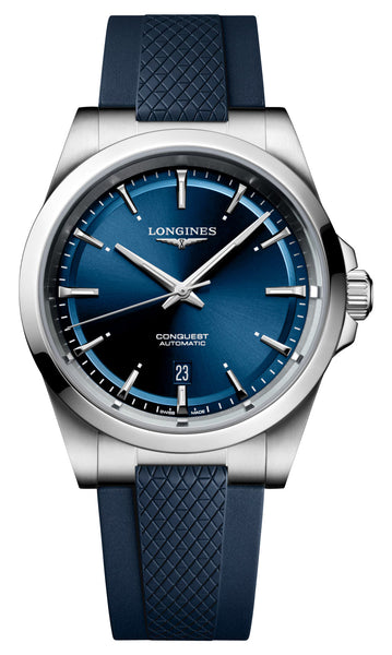 update alt-text with template Watches - Mens-Longines-40 - 45 mm,blue,Conquest,date,Longines,mens,menswatches,new arrivals,round,rpSKU_L38304029,rpSKU_L38304526,rpSKU_L38304529,rpSKU_L38304626,rpSKU_L47954782,rubber,stainless steel case,swiss automatic,watches-Watches & Beyond