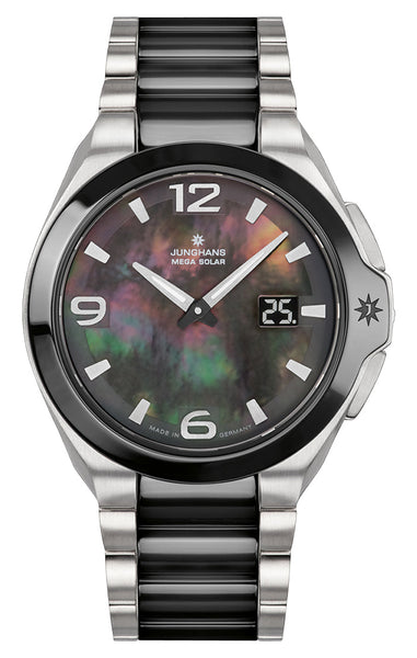 update alt-text with template Watches - Womens-Junghans-35 - 40 mm,black,date,Junghans,mother-of-pearl,new arrivals,round,rpSKU_18/1002.00,rpSKU_18/1120.44,rpSKU_18/1401.00,rpSKU_18/1402.00,rpSKU_18/1527.00,solar,Spektrum MEGA,two-tone band,two-tone case,watches,womens,womenswatches-Watches & Beyond