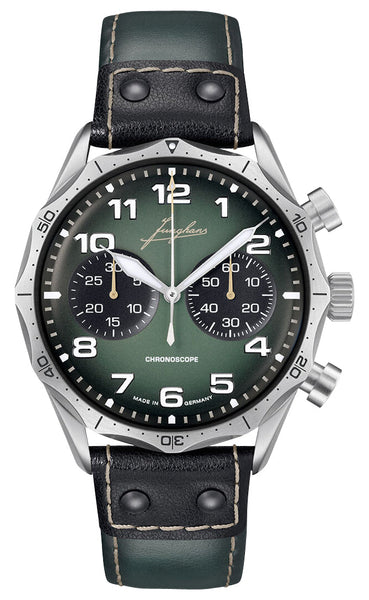 update alt-text with template Watches - Mens-Junghans-40 - 45 mm,bi-directional rotating bezel,chronograph,green,Junghans,leather,mens,menswatches,new arrivals,Pilot Chronoscope,round,rpSKU_27/3590.00,rpSKU_27/3591.00,rpSKU_27/4495.00,rpSKU_400 7778 7153-MB,rpSKU_IW387901,seconds sub-dial,stainless steel case,swiss automatic,watches-Watches & Beyond