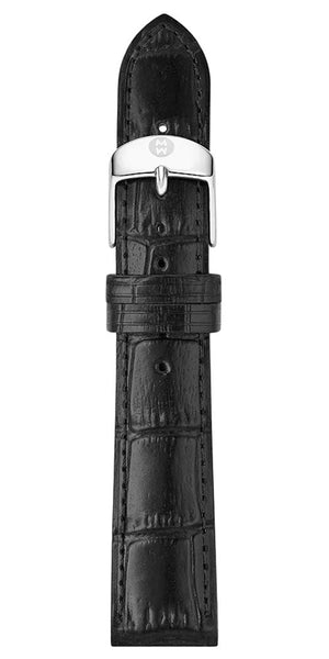Michele 16mm Black Embossed Alligator Leather Strap MS16AA830001