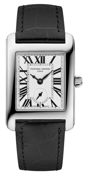 Frederique Constant Classics Carrée Small Seconds Stainless Steel Silver Dial Black Leather Strap Quartz Unisex Watch FC-235S2C6