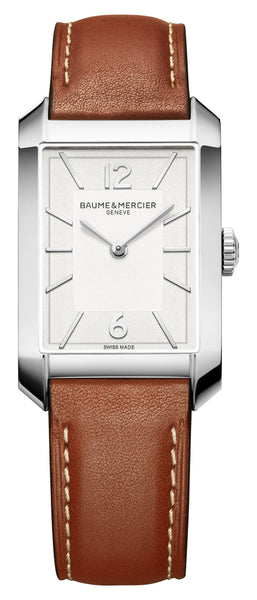 Baume & Mercier Hampton Stainless Steel Silver Dial Brown Leather Strap Quartz Mens Watch M0A10670
