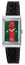 Gucci G-Frame Stainless Steel Green/Red Mother-Of-Pearl Dial Black Leather Strap Quartz Womens Watch YA147403