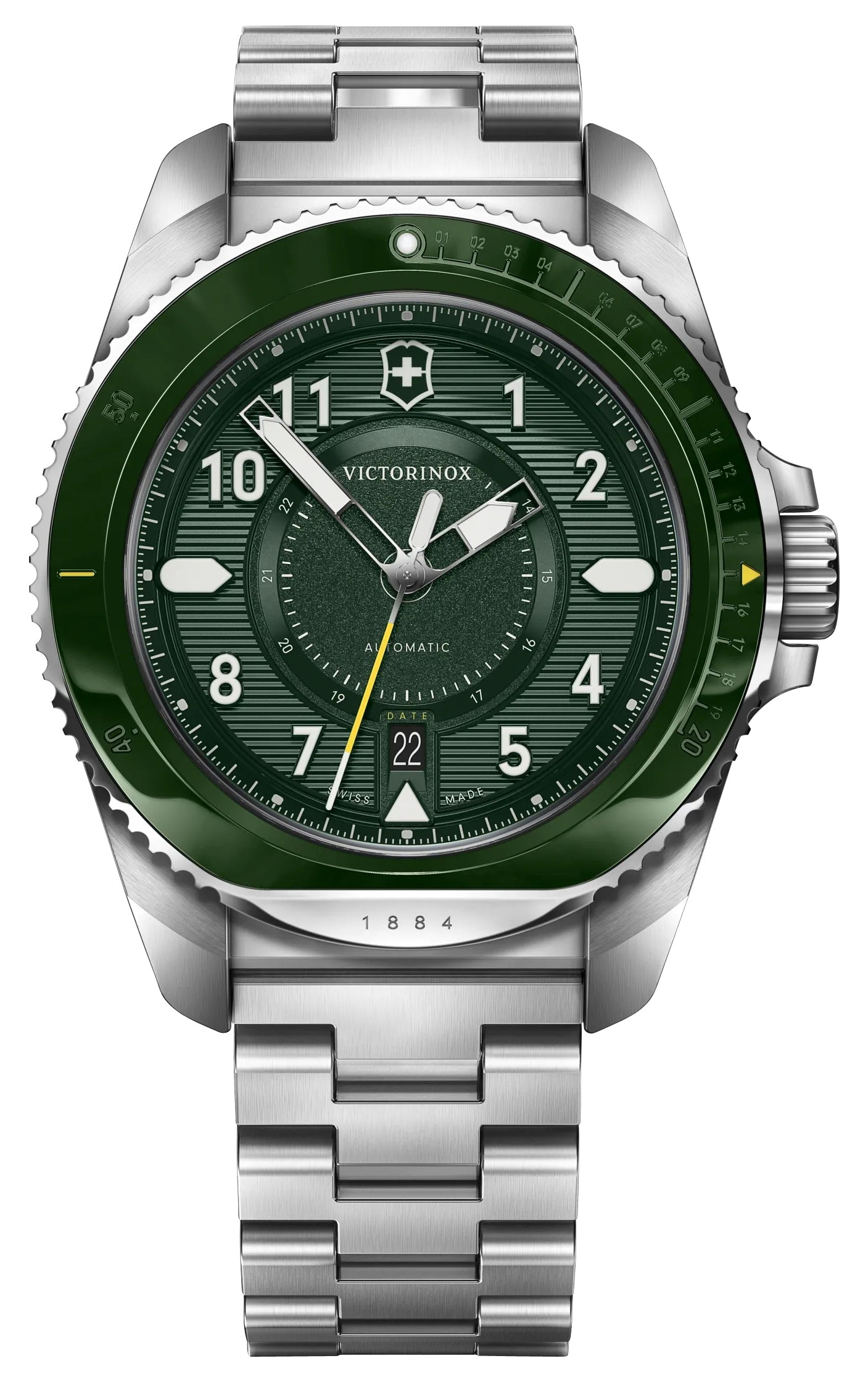 update alt-text with template Watches - Mens-Victorinox Swiss Army-242015-24-hour display, 40 - 45 mm, date, divers, green, Journey 1884, mens, menswatches, new arrivals, round, rpSKU_241978, rpSKU_241980.1, rpSKU_242009, rpSKU_242010, rpSKU_242012, stainless steel band, stainless steel case, swiss automatic, uni-directional rotating bezel, Victorinox Swiss Army, watches-Watches & Beyond