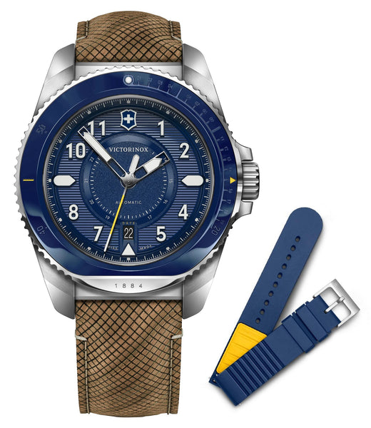 update alt-text with template Watches - Mens-Victorinox Swiss Army-241980.1-24-hour display, 40 - 45 mm, blue, date, divers, interchangeable band, Journey 1884, leather, mens, menswatches, new arrivals, round, rpSKU_241978, rpSKU_242009, rpSKU_242010, rpSKU_242012, rpSKU_242015, stainless steel case, swiss automatic, uni-directional rotating bezel, Victorinox Swiss Army, watches-Watches & Beyond