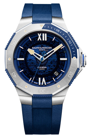 update alt-text with template Watches - Mens-Baume & Mercier-M0A10716-40 - 45 mm, Baume & Mercier, blue, date, divers, dodecagonal, mens, menswatches, new arrivals, Riviera, rpSKU_M0A10519, rpSKU_M0A10549, rpSKU_M0A10552, rpSKU_M0A10713, rpSKU_M0A10717, rubber, stainless steel case, swiss automatic, uni-directional rotating bezel, watches-Watches & Beyond