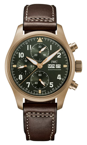 update alt-text with template Watches - Mens-IWC-IW387902-40 - 45 mm, bronze case, chronograph, date, day, green, IWC, leather, mens, menswatches, Pilot's Chronograph Spitfire, product_ContactUs, round, rpSKU_IW329303, rpSKU_IW378002, rpSKU_IW378004, rpSKU_IW388102, rpSKU_IW388109, seconds sub-dial, swiss automatic, watches-Watches & Beyond
