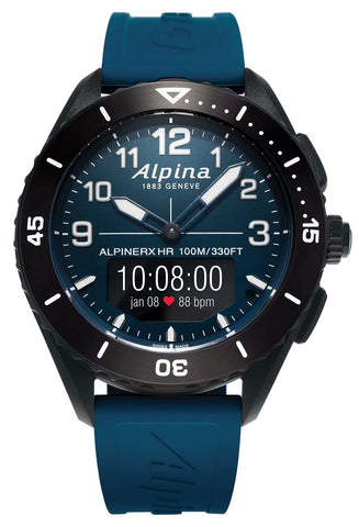 Alpina Alpiner X Alive Smartwatch Black Fiber Glass Case Blue Dial Blue Rubber Strap Interchangeable Blue Nylon Strap Quartz Mens Watch AL - 284LNN5AQ6 - WAB - Shipping Dept.