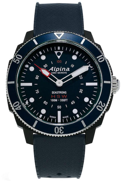 Alpina Seastrong HSW Horological Smartwatch Black Fiber Glass Case Blue Dial Blue Rubber Strap Quartz Mens Watch AL - 282LNN4V6 - WAB - Shipping Dept.