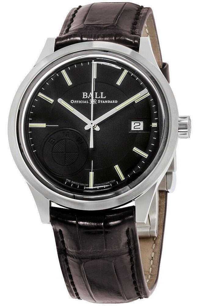 BALL for BMW Classic Automatic COSC Stainless Steel Black Dial Brown Leather Strap Date Mens Watch NM3010D - LCFJ - BK - WAB - Shipping Dept.