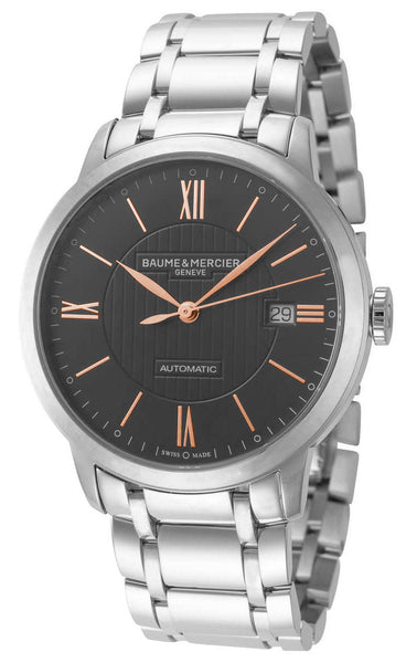 Baume & Mercier Classima Automatic Stainless Steel Gray Dial Date Mens Watch MOA10291 - Watches & Beyond