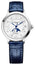 Baume & Mercier Classima Automatic Stainless Steel Mother - Of - Pearl Dial Diamonds Blue Leather Strap Moonphase Date Womens Watch M0A10633 - Watches & Beyond
