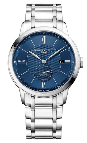 Baume & Mercier Classima Stainless Steel Automatic Blue Dial Date Mens Watch M0A10481 - WAB - Shipping Dept.