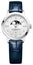 Baume & Mercier Classima Stainless Steel Silver Dial Diamonds Blue Leather Strap Moonphase Date Quartz Womens Watch M0A10329 - WAB - Shipping Dept.