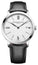 Baume & Mercier Classima Stainless Steel White Dial Black Leather Strap Date Quartz Mens Watch M0A10884 - Watches & Beyond
